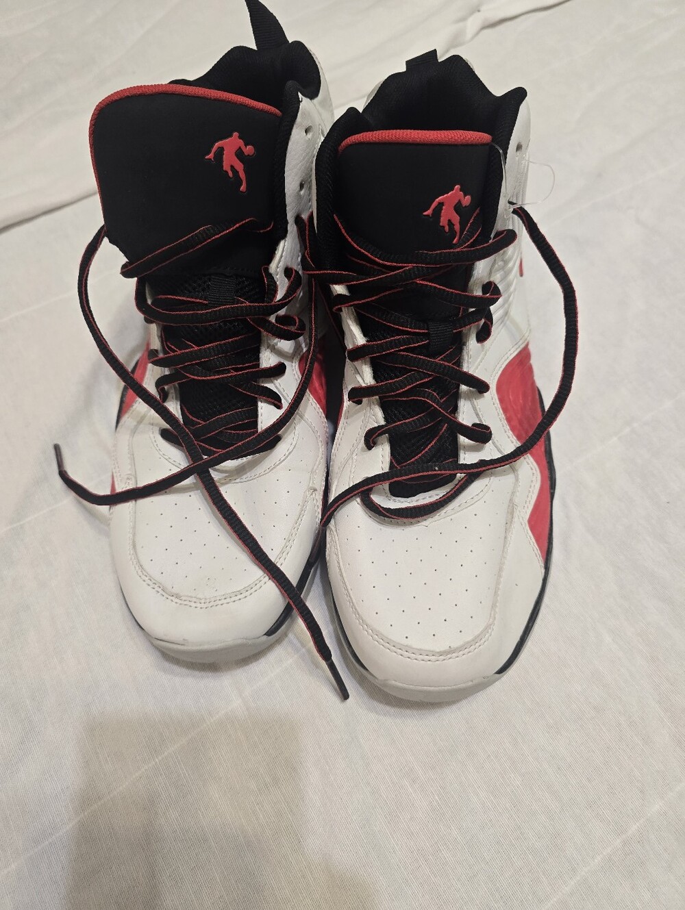 And1 White and Red High-Top Basketball Sneakers